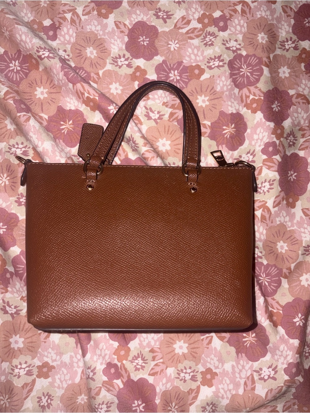 Coach Brown Pebbled Leather Zip Satchel mini with Gold Hardware - Picture 3 of 7